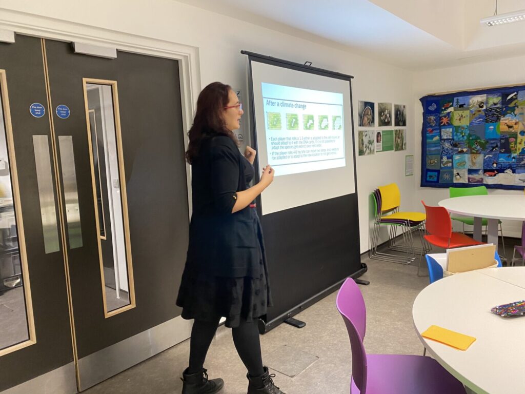 Climate change board game presentation at the Zoology Museum, Cambridge